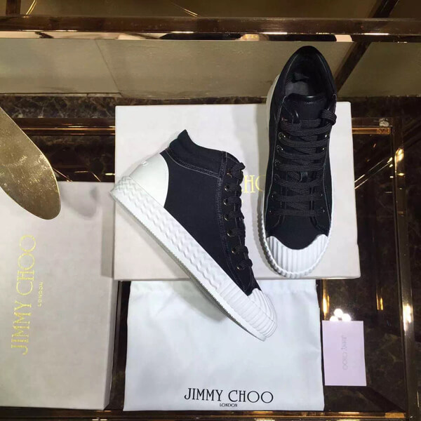 2016秋冬 ジミーチュウスーパーコピー JIMMY CHOO BERLIN FLAT ブラックハイカットスニーカー